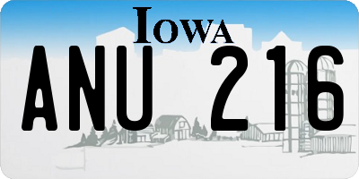 IA license plate ANU216