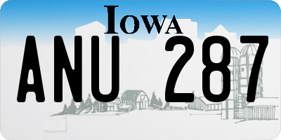 IA license plate ANU287