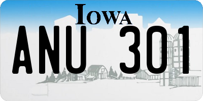 IA license plate ANU301