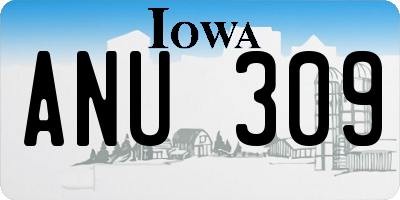 IA license plate ANU309