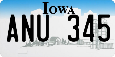 IA license plate ANU345