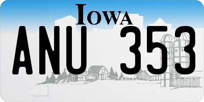 IA license plate ANU353