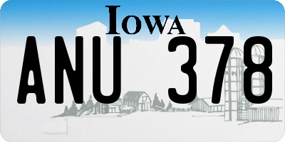 IA license plate ANU378