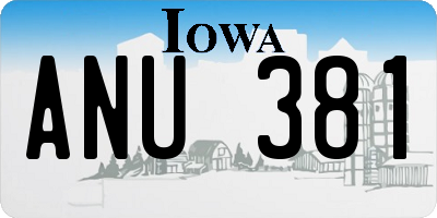 IA license plate ANU381