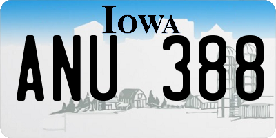 IA license plate ANU388