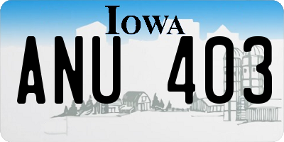 IA license plate ANU403