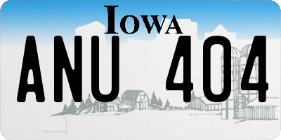 IA license plate ANU404