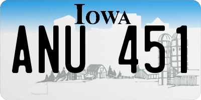 IA license plate ANU451
