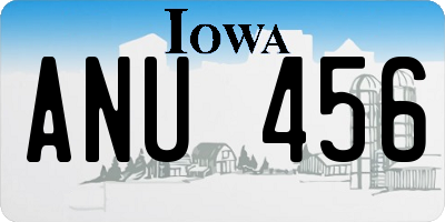 IA license plate ANU456