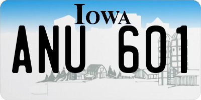 IA license plate ANU601