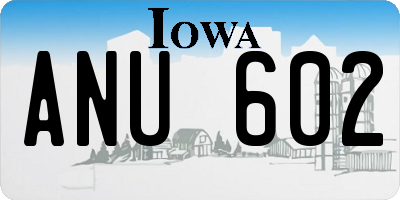 IA license plate ANU602