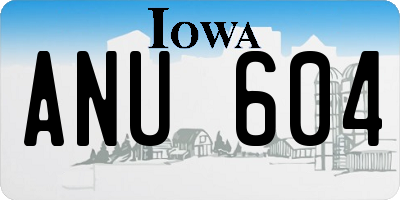 IA license plate ANU604