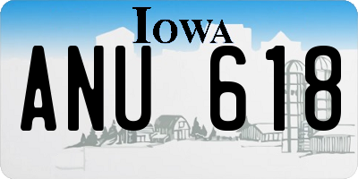 IA license plate ANU618