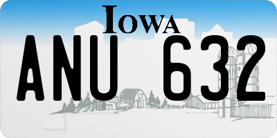 IA license plate ANU632