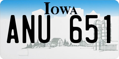 IA license plate ANU651