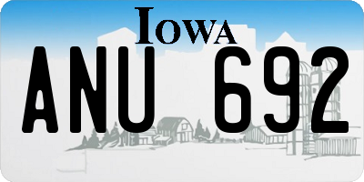 IA license plate ANU692