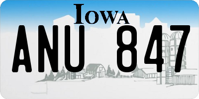 IA license plate ANU847
