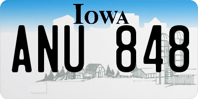 IA license plate ANU848