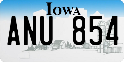 IA license plate ANU854