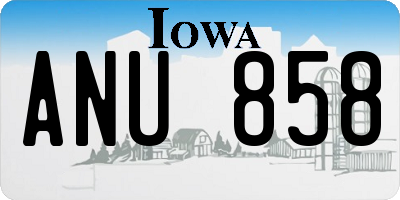 IA license plate ANU858