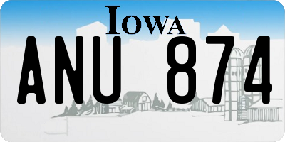 IA license plate ANU874