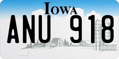IA license plate ANU918