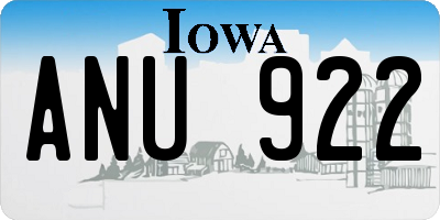 IA license plate ANU922