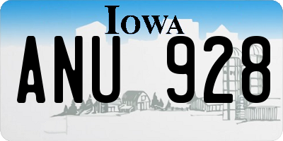 IA license plate ANU928