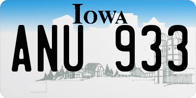 IA license plate ANU933