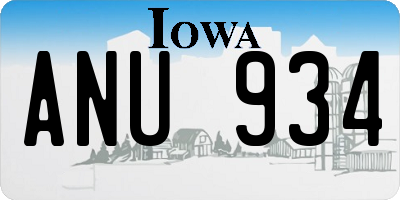IA license plate ANU934