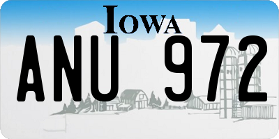 IA license plate ANU972