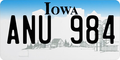 IA license plate ANU984