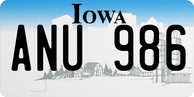 IA license plate ANU986