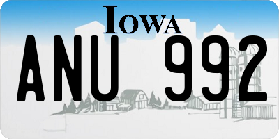 IA license plate ANU992