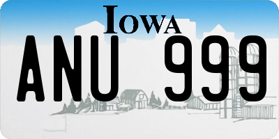 IA license plate ANU999