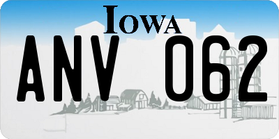 IA license plate ANV062