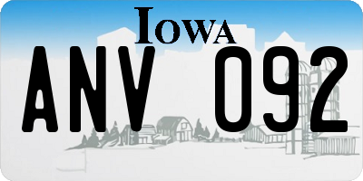 IA license plate ANV092