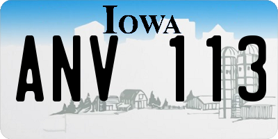 IA license plate ANV113