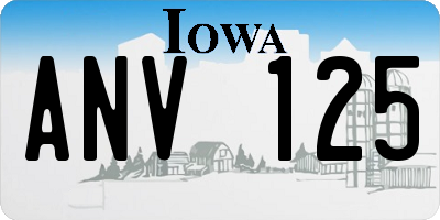 IA license plate ANV125
