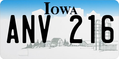 IA license plate ANV216