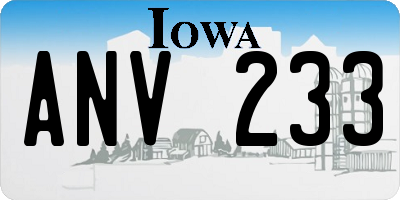 IA license plate ANV233