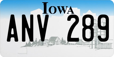 IA license plate ANV289