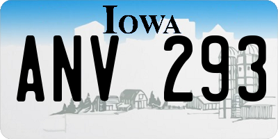 IA license plate ANV293