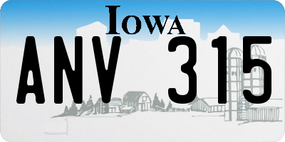 IA license plate ANV315