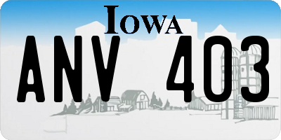 IA license plate ANV403