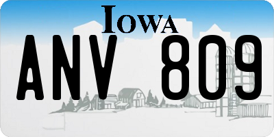 IA license plate ANV809