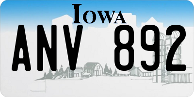 IA license plate ANV892