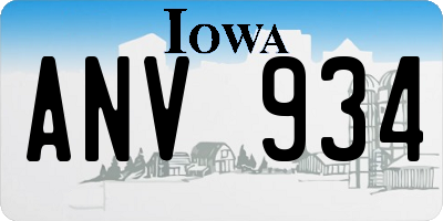 IA license plate ANV934