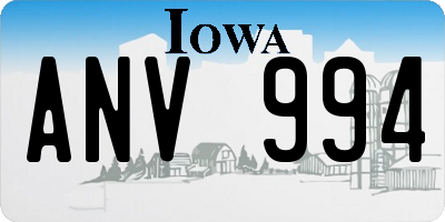IA license plate ANV994