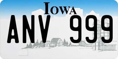 IA license plate ANV999